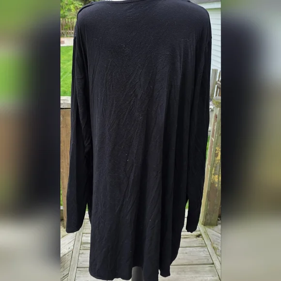 Womens Plus Size 3X Long Sleeve Black White Tunic V Neck Shirt Top Work XXXL - Picture 6 of 9
